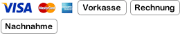 Zahlarten: Kreditkarte, Vorkasse, Rechnung, Nachnahme
